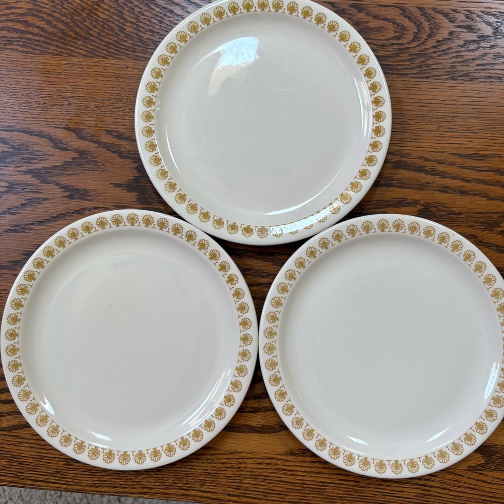 3 Shenango Restaurant Ware Salad Plates 8.5” Pattern similar to Butterfly Gold